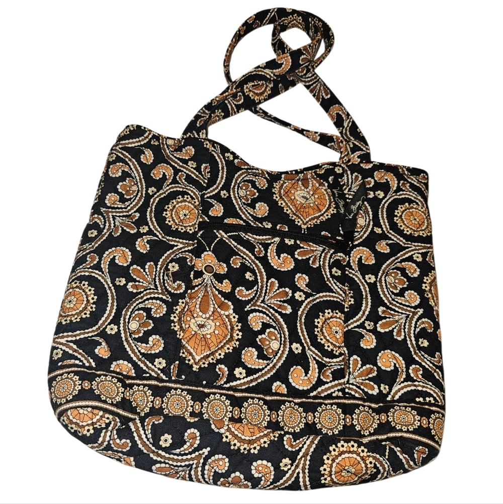 Vera Bradley Paisley Patterned Black and Gold Tote Bag